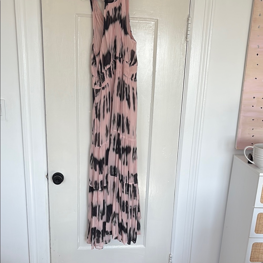 Anthropolgie Pink and Black Tie-Dye Maxi Dress